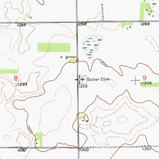 Topographic Map of Butler Cemetery, SD