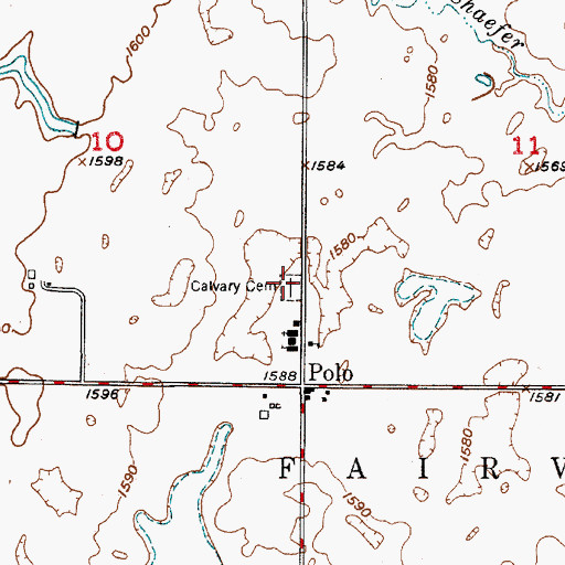 Topographic Map of Mount Calvary Cemetery, SD
