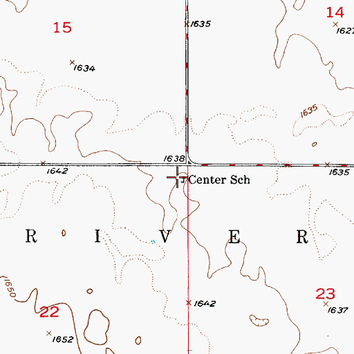 Topographic Map of Center School, SD