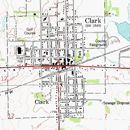 Topographic Map of Clark, SD