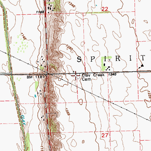 Topographic Map of Clay Creek Cemetery, SD
