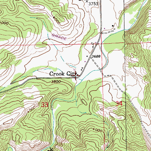 Topographic Map of Crook City, SD