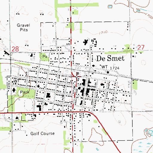 Topographic Map of De Smet, SD