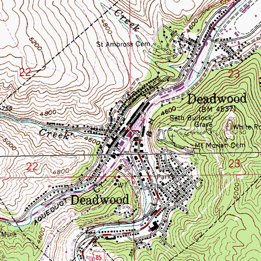 Topographic Map of Deadwood, SD