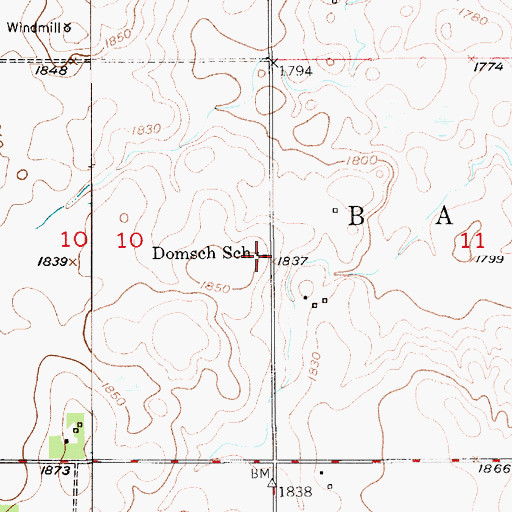 Topographic Map of Domsch School, SD