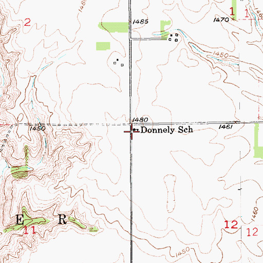 Topographic Map of Donnely School, SD