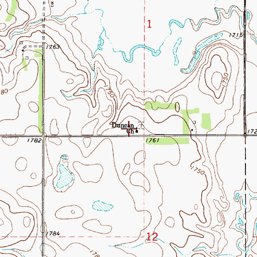 Topographic Map of Duncan Church, SD