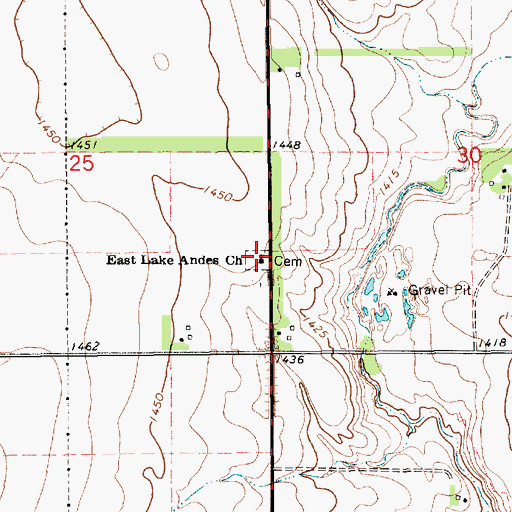 Topographic Map of East Lake Andes Church, SD