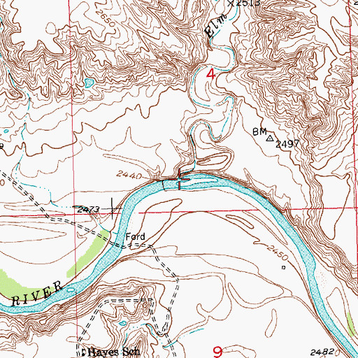 Topographic Map of Elm Creek, SD