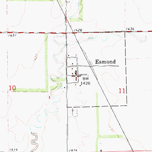 Topographic Map of Esmond, SD