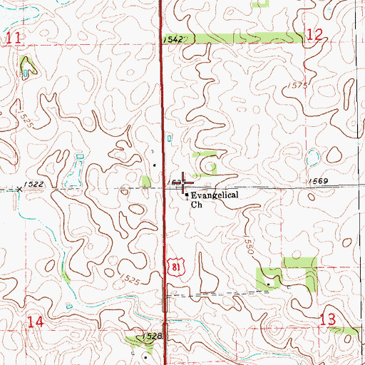 Topographic Map of Evangelical Church, SD