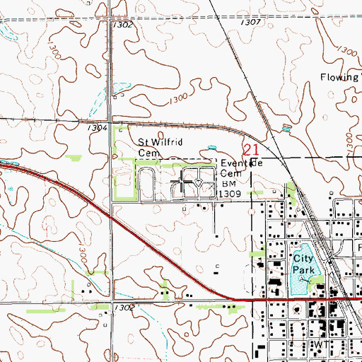 Topographic Map of Eventide Cemetery, SD