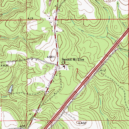 Topographic Map of Second Mount Zion Baptist Church, AL