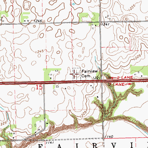 Topographic Map of Fairview Cemetery, SD