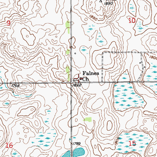 Topographic Map of Falnes Church, SD