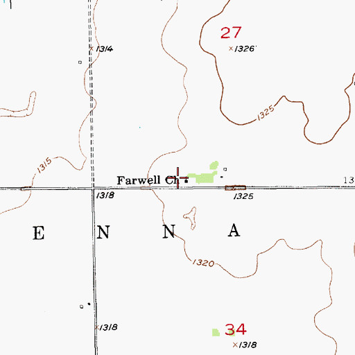 Topographic Map of Farwell Church, SD
