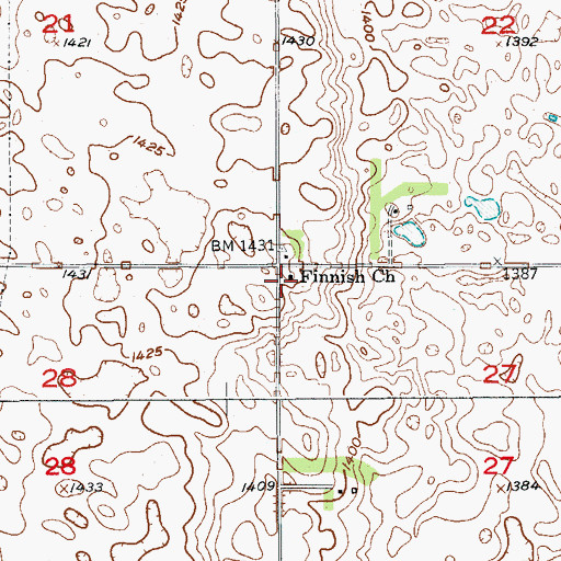 Topographic Map of Finnish Church, SD