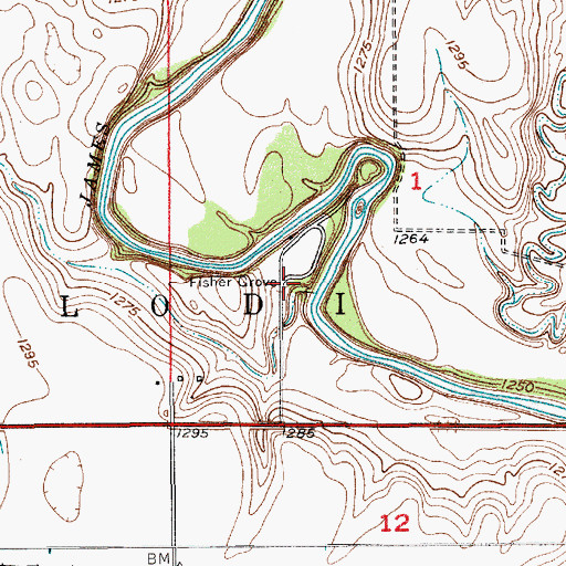 Topographic Map of Fisher Grove, SD