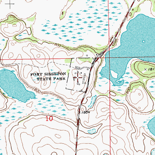 Topographic Map of Fort Sisseton State Park, SD