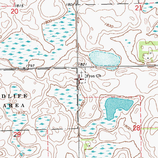 Topographic Map of Fron Church, SD