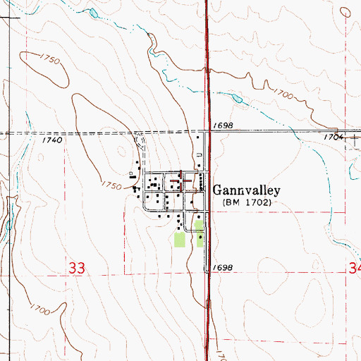 Topographic Map of Gannvalley, SD