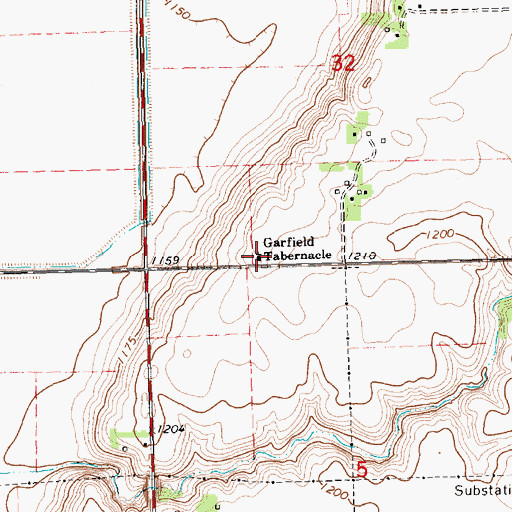 Topographic Map of Garfield Tabernacle, SD