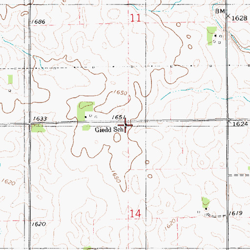 Topographic Map of Giedd School, SD