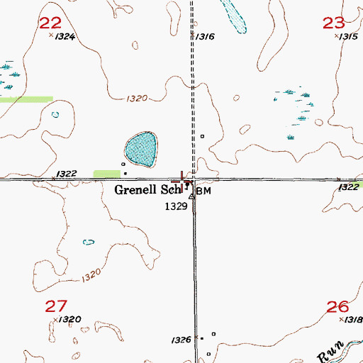 Topographic Map of Grenell School, SD
