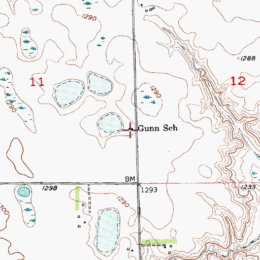 Topographic Map of Gunn School, SD