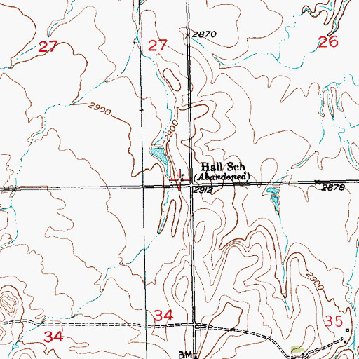 Topographic Map of Hall School, SD