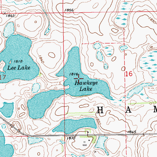 Topographic Map of Hawkeye Lake, SD
