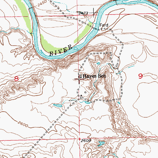Topographic Map of Hayes School, SD