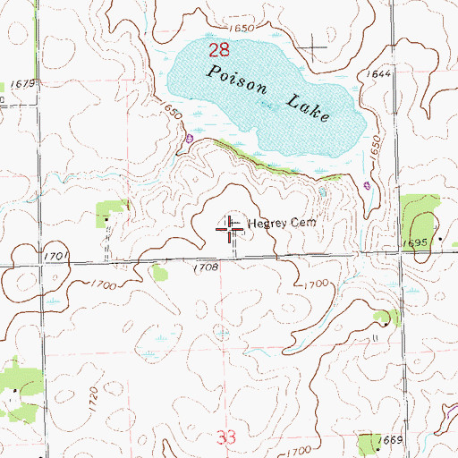 Topographic Map of Hegre Cemetery, SD