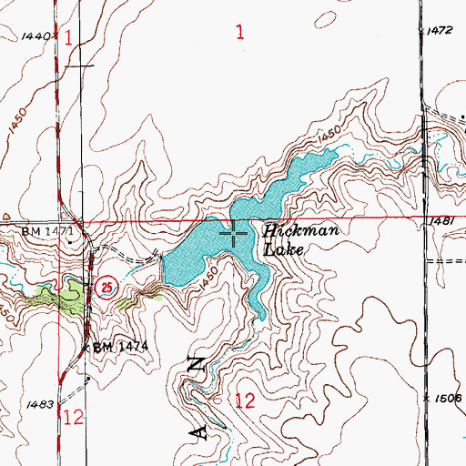 Topographic Map of Hickman Lake, SD