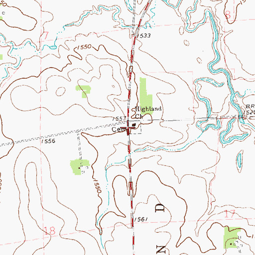 Topographic Map of Highland Church, SD