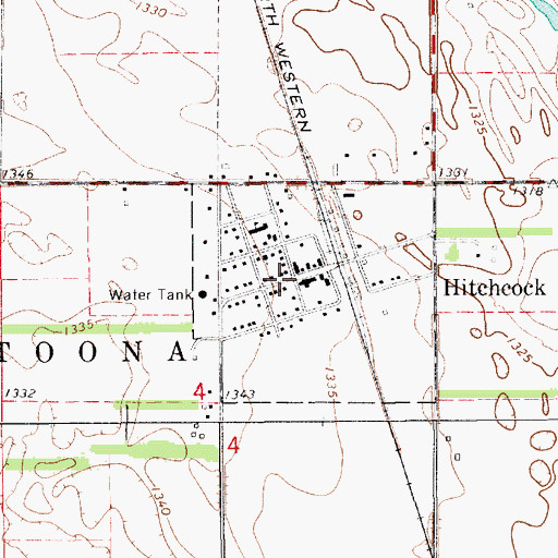 Topographic Map of Hitchcock, SD