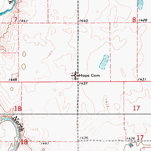 Topographic Map of Hope Cemetery, SD