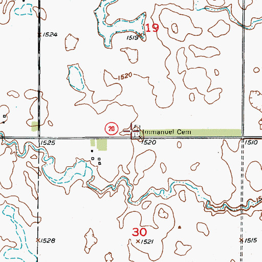 Topographic Map of Immanuel Lutheran Cemetery, SD