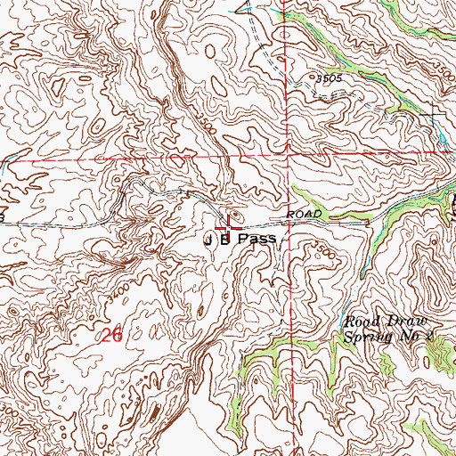 Topographic Map of J B Pass, SD