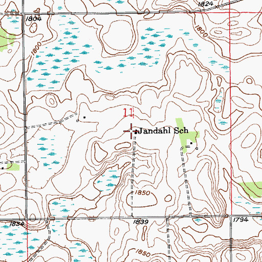 Topographic Map of Jandahl School, SD