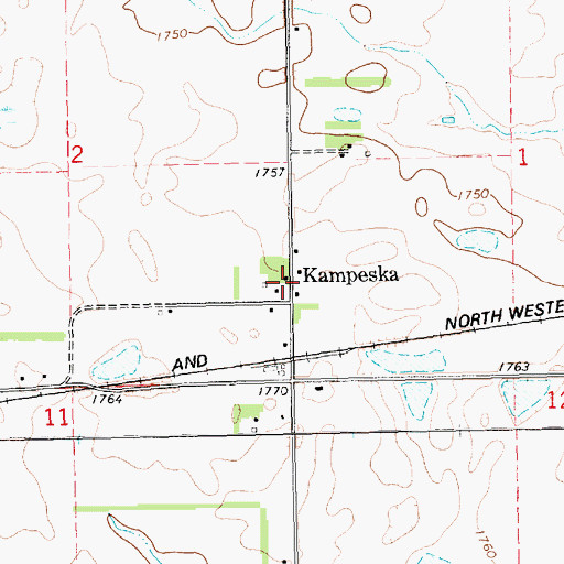 Topographic Map of Kampeska, SD