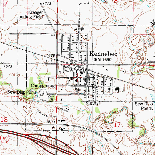 Topographic Map of Kennebec, SD