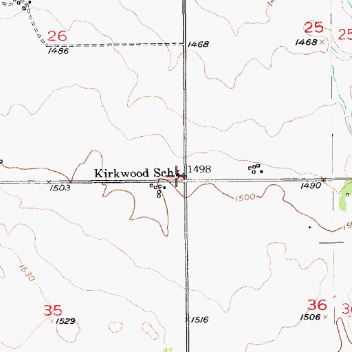 Topographic Map of Kirkwood School, SD