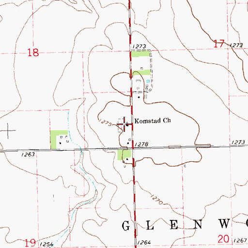 Topographic Map of Komstad Church, SD