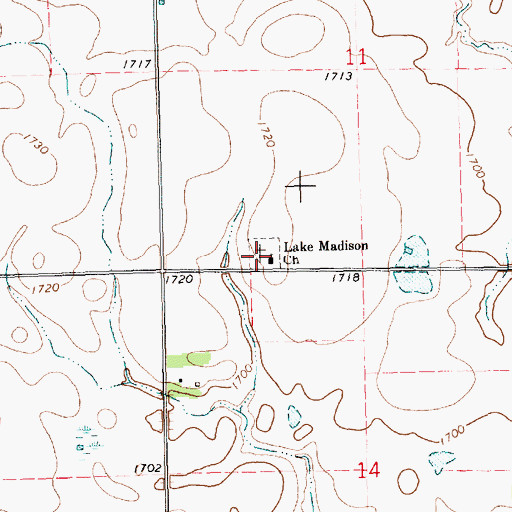 Topographic Map of Lake Madison Church, SD
