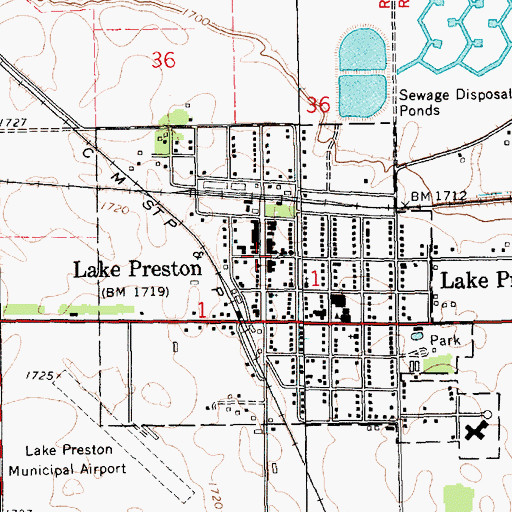 Topographic Map of Lake Preston, SD