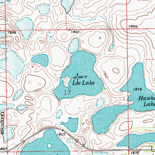 Topographic Map of Lee Lake, SD