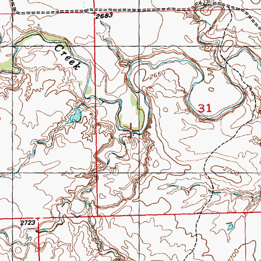 Topographic Map of Lone Tree Creek, SD