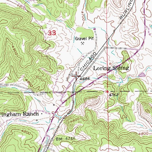 Topographic Map of Loring Siding, SD