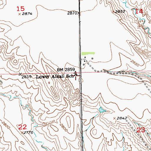Topographic Map of Lower Alkali School, SD